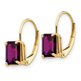 Load image into Gallery viewer, Amethyst - Emerald Cut Drop Leverback set in 14k Gold Earrings
