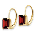 Load image into Gallery viewer, Garnet - Emerald Cut Drop Leverback set in 14k Gold Earrings