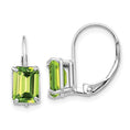 Load image into Gallery viewer, Peridot - Emerald Cut Drop Leverback set in 14k Gold Earrings