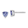 Load image into Gallery viewer, Tanzanite Trillion Studs set in White 14k Gold Earrings