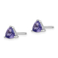 Load image into Gallery viewer, Tanzanite Trillion Studs set in White 14k Gold Earrings