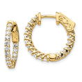Load image into Gallery viewer, 14k Gold and Diamond hoop earrings with diamond accents on a white background