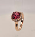 Load image into Gallery viewer, Pink Sapphire & Diamond Halo Ring – by Sabii Jewelry®