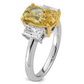 Load image into Gallery viewer, Long Cushion Vivid Yellow and Trapezoid Two-Tone Certified Lab Grown Diamond Engagement Ring