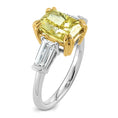 Load image into Gallery viewer, Radiant Vivid Yellow and Baguette Lab Grown Diamond Engagement Ring