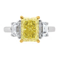 Load image into Gallery viewer, 4.5ct Radiant Vivid Yellow Emerald Cut and Trapezoid Certified Lab Grown Diamond Engagement Ring