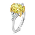Load image into Gallery viewer, Vivid Yellow Oval Center and Trillion Cut Accents Lab Grown Diamond Engagement Ring