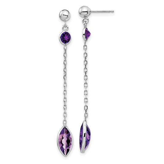 Amethyst and White 14k Gold Drop Earrings