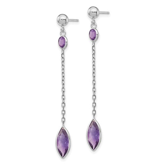 Amethyst and White 14k Gold Drop Earrings