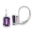 Load image into Gallery viewer, Amethyst - Emerald Cut Drop Leverback set in 14k Gold Earrings
