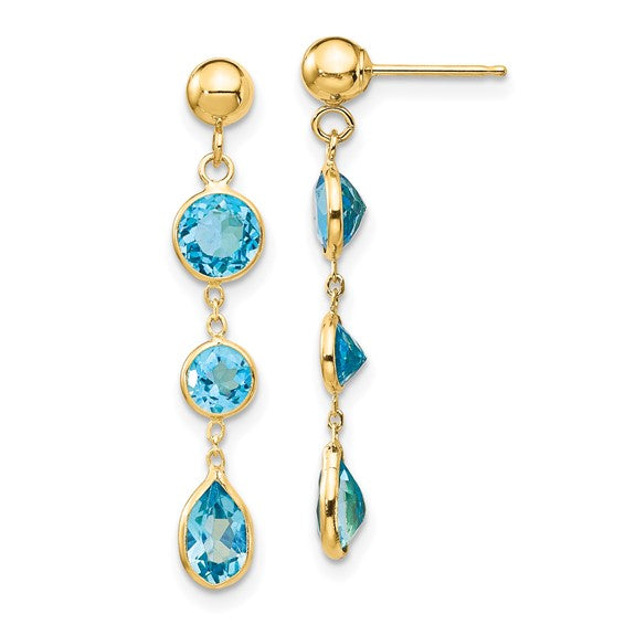 14k Blue Topaz Drop Earrings