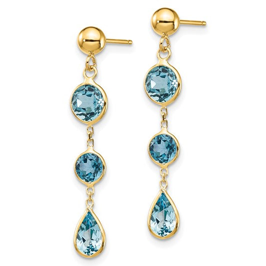 14k Blue Topaz Drop Earrings