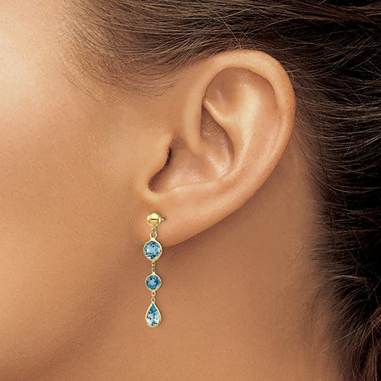 14k Blue Topaz Drop Earrings