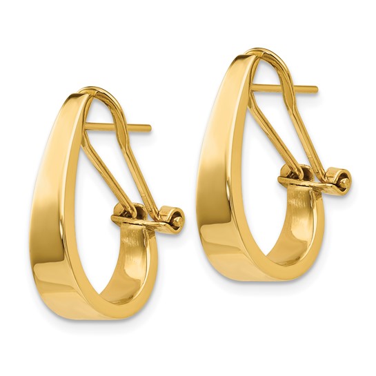 14k Polished and Tapered J-Hoop Omega 5x18mm Earrings