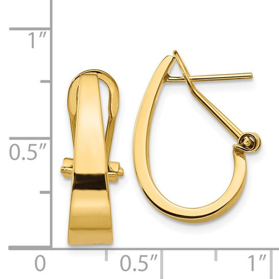 14k Polished and Tapered J-Hoop Omega 5x18mm Earrings