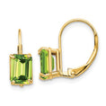 Load image into Gallery viewer, Peridot - Emerald Cut Drop Leverback set in 14k Gold Earrings
