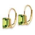 Load image into Gallery viewer, Peridot - Emerald Cut Drop Leverback set in 14k Gold Earrings
