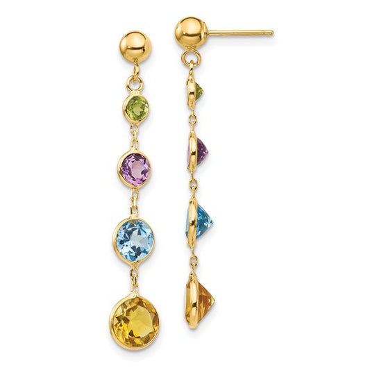 14k Blue Topaz - Peridot - Citrine - Amethyst Drop Earrings