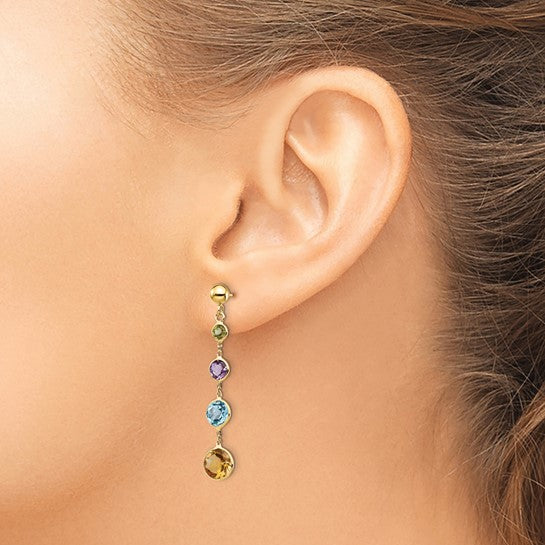 14k Blue Topaz - Peridot - Citrine - Amethyst Drop Earrings