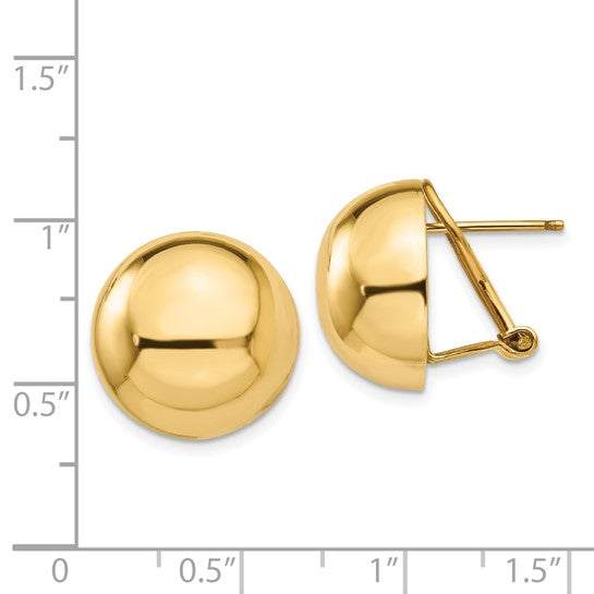 14k Gold Polished Button Earrings