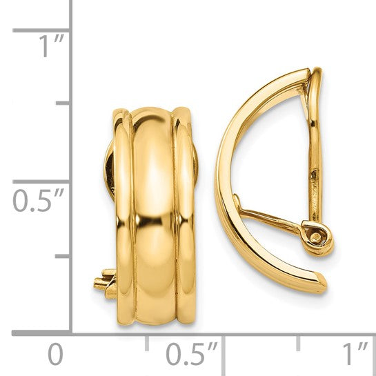 14k Polished and Half Hoop Omega 7x18mm Earrings