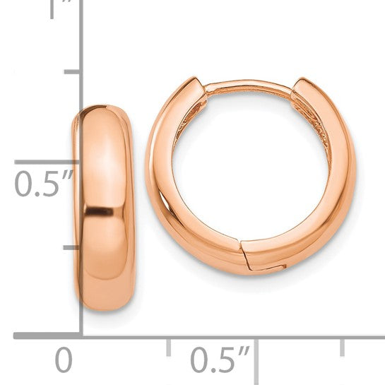 14k Round Hoop Hinged Earrings 4mm