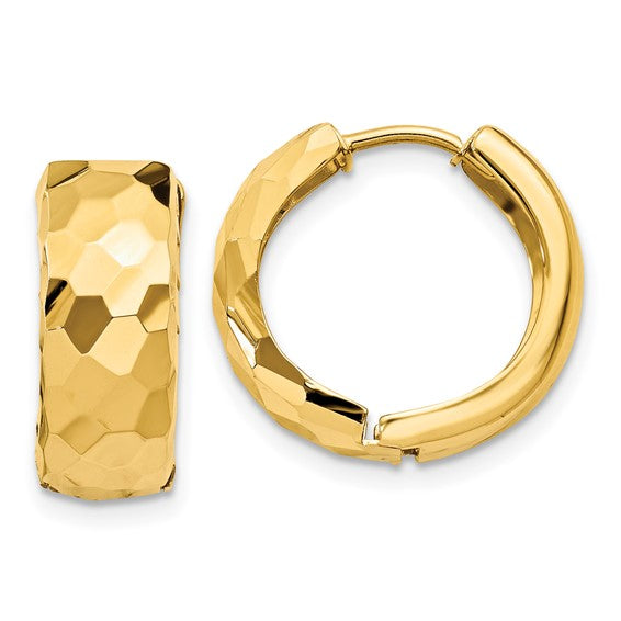 14k Round Polished Faceted Hinged Earrings 6mm