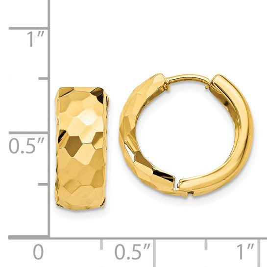 14k Round Polished Faceted Hinged Earrings 6mm