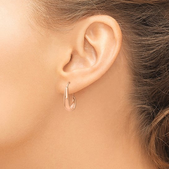 14k Polished and Tapered J-Hoop Omega 5x8mm Earrings