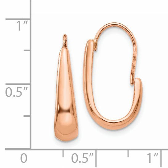 14k Polished and Tapered J-Hoop Omega 5x8mm Earrings