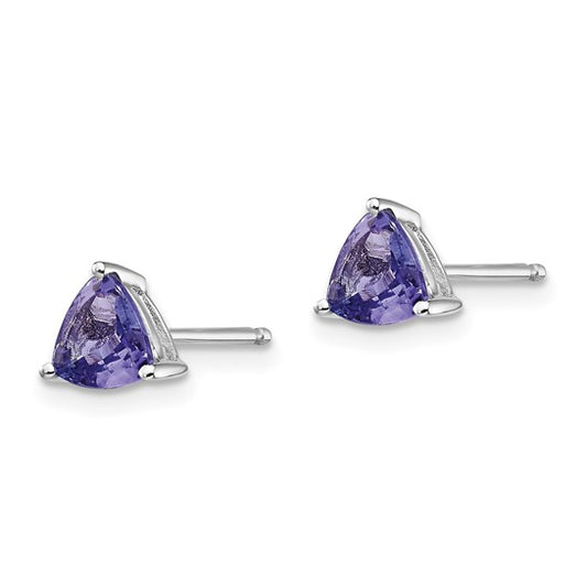 Tanzanite Trillion Studs set in White 14k Gold Earrings