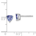 Load image into Gallery viewer, Tanzanite Trillion Studs set in White 14k Gold Earrings
