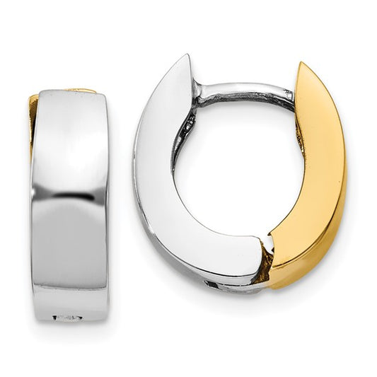 14k Two-Tone Hinged Hoop Polished Earrings