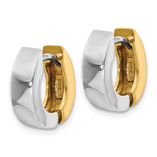 14k Two-Tone Hinged Hoop Polished Earrings