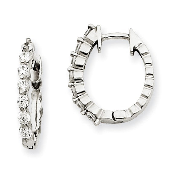 14k Gold Diamond Hoop Hinged Earrings (VS)