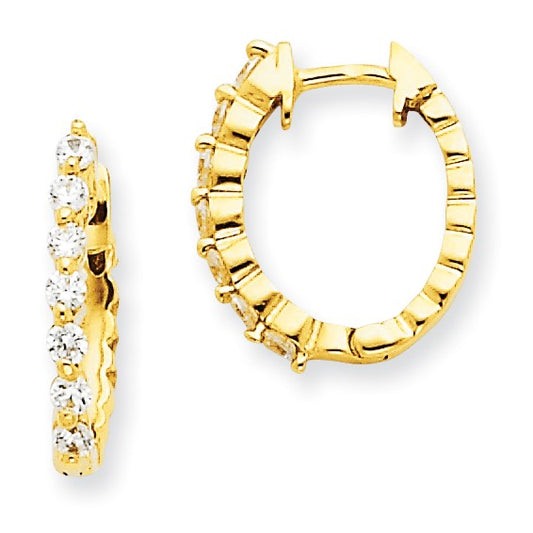 14k Gold Diamond Hoop Hinged Earrings (VS)