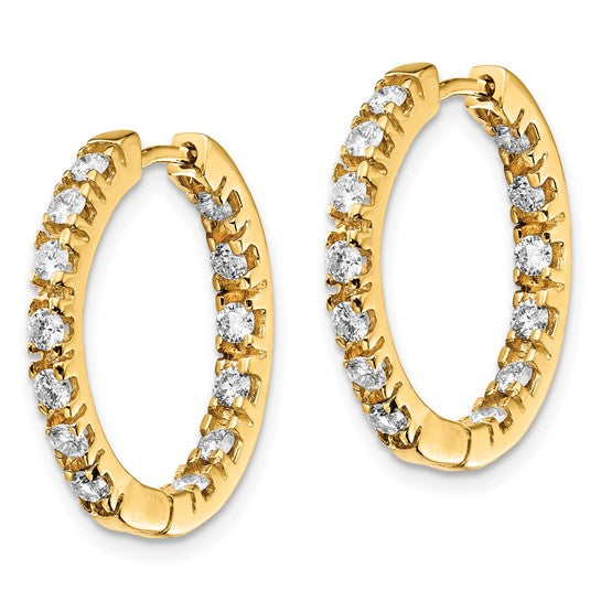 14k Gold Diamond In/Out Hoop Hinged Earrings - VS2/SI1 (VS)