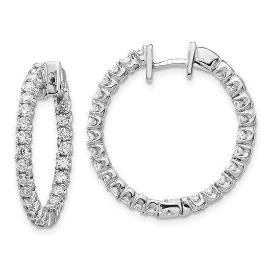 14k Gold Diamond Hinged Hoop Earrings - VS2/SI1 (VS)