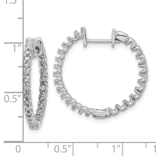 14k Gold Diamond Hinged Hoop Earrings - VS2/SI1 (VS)