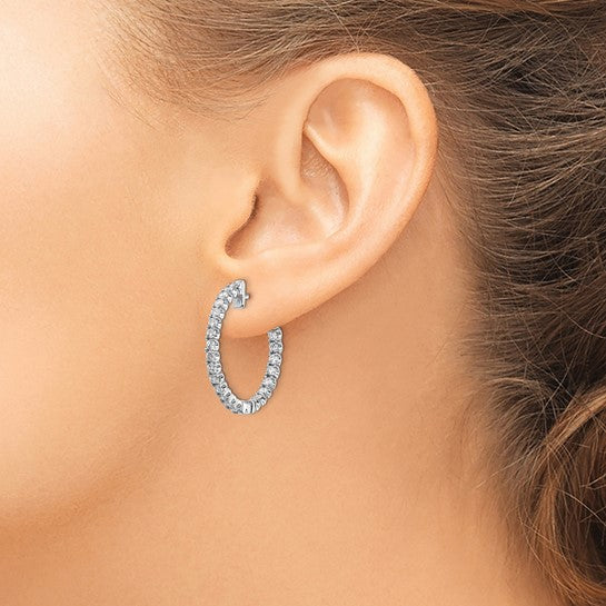14k Gold Diamond Hinged Hoop Earrings - VS2/SI1 (VS)