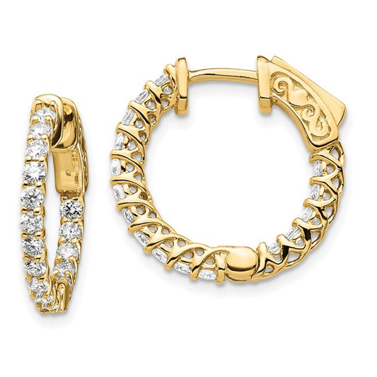 14k Gold and Diamond hoop earrings with diamond accents on a white background