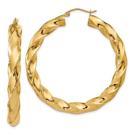 14k Twisted Hoop Earrings 5mm