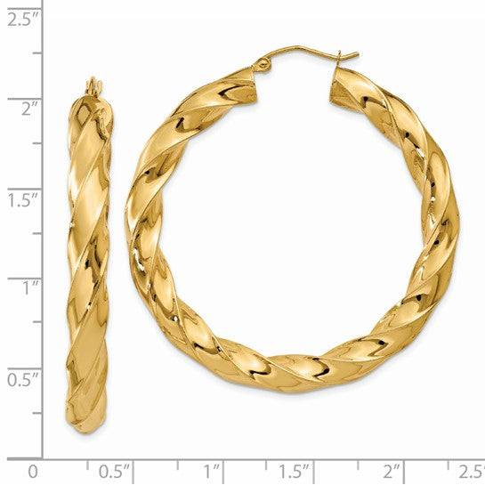 14k Twisted Hoop Earrings 5mm