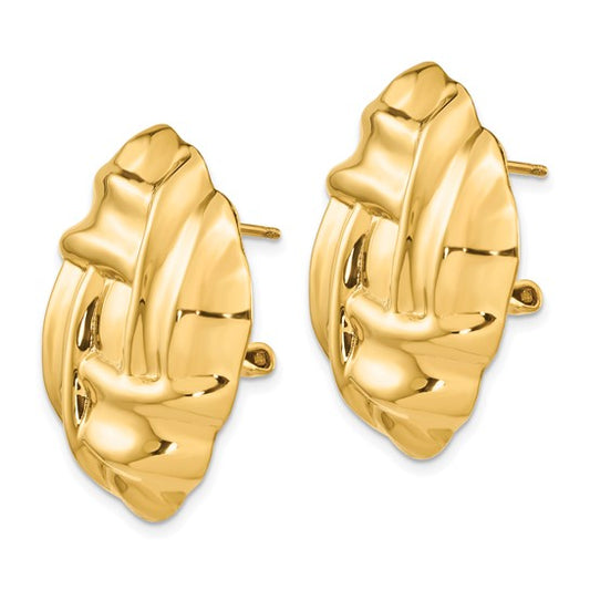 14k Polished Woven Omega Earrings 27mm