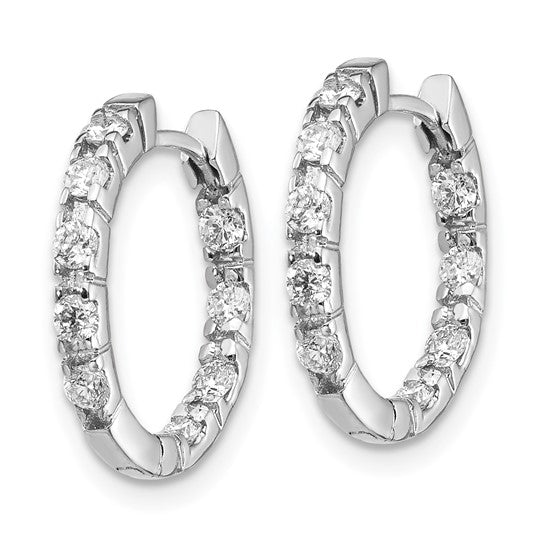 14k Gold Diamond In/Out Hoop Hinged Earrings - VS2/SI1 (VS)