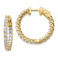 Load image into Gallery viewer, 14k Yellow Gold and Diamond Hoop Earrings on white background
