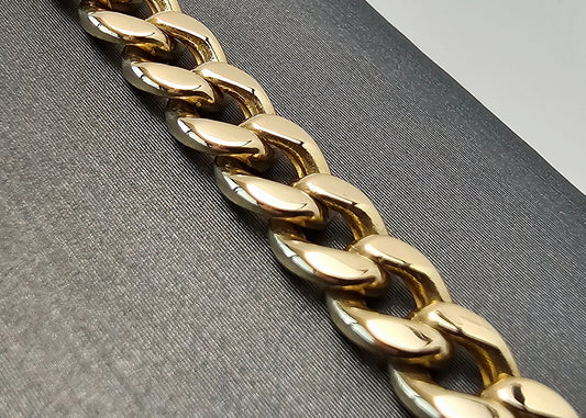 Italian Curb Hallow Bracelet – 14k Yellow Gold - 9 inches