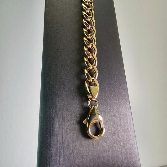 Italian Curb Hallow Bracelet – 14k Yellow Gold - 9 inches