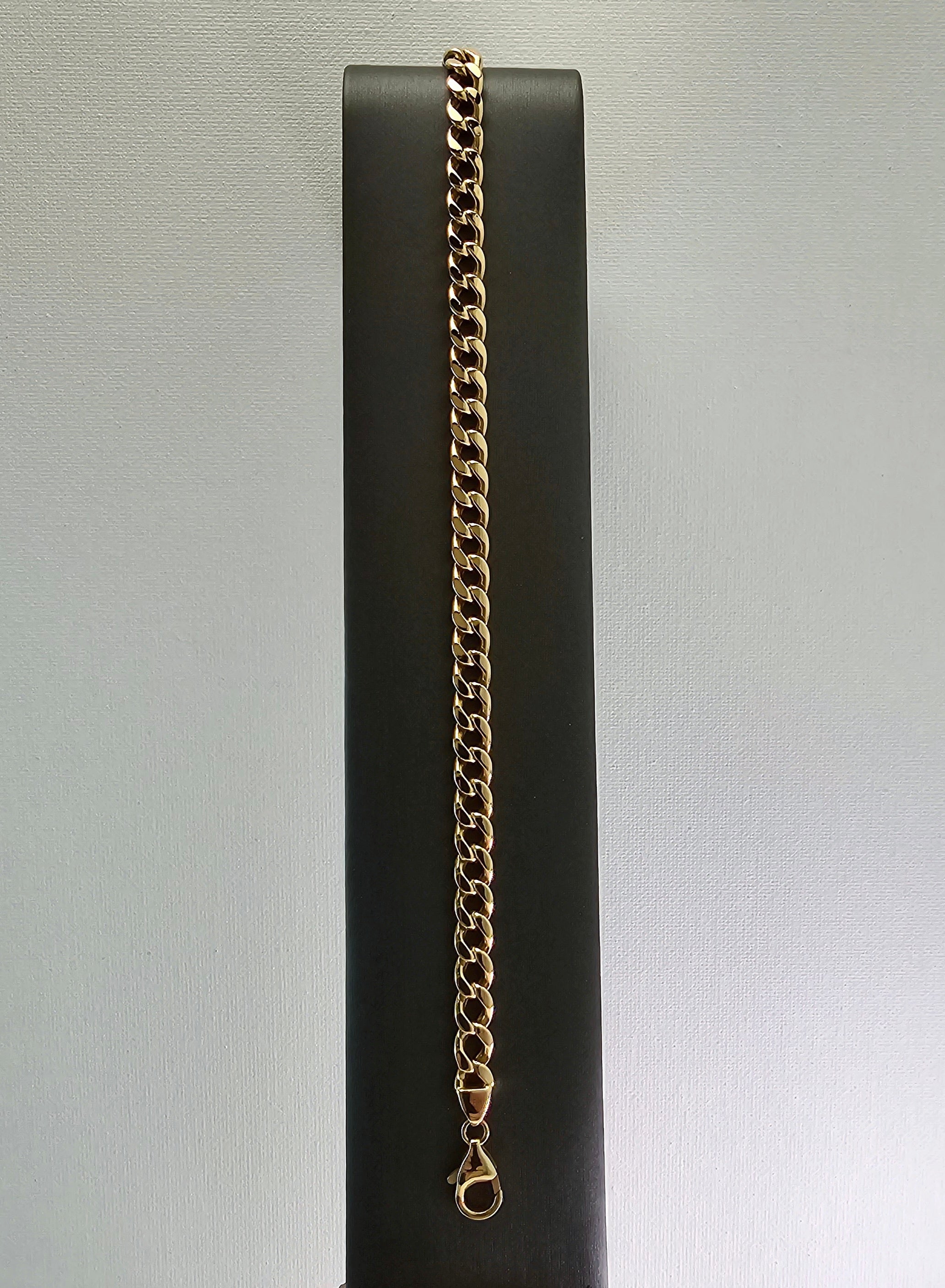 Italian Curb Hallow Bracelet – 14k Yellow Gold - 9 inches