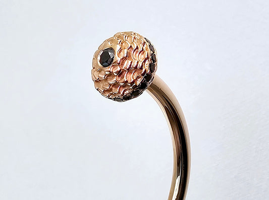 Gear Bangle in 14k Rose Gold & Black Diamonds - by Sabii Sports Jewelry®